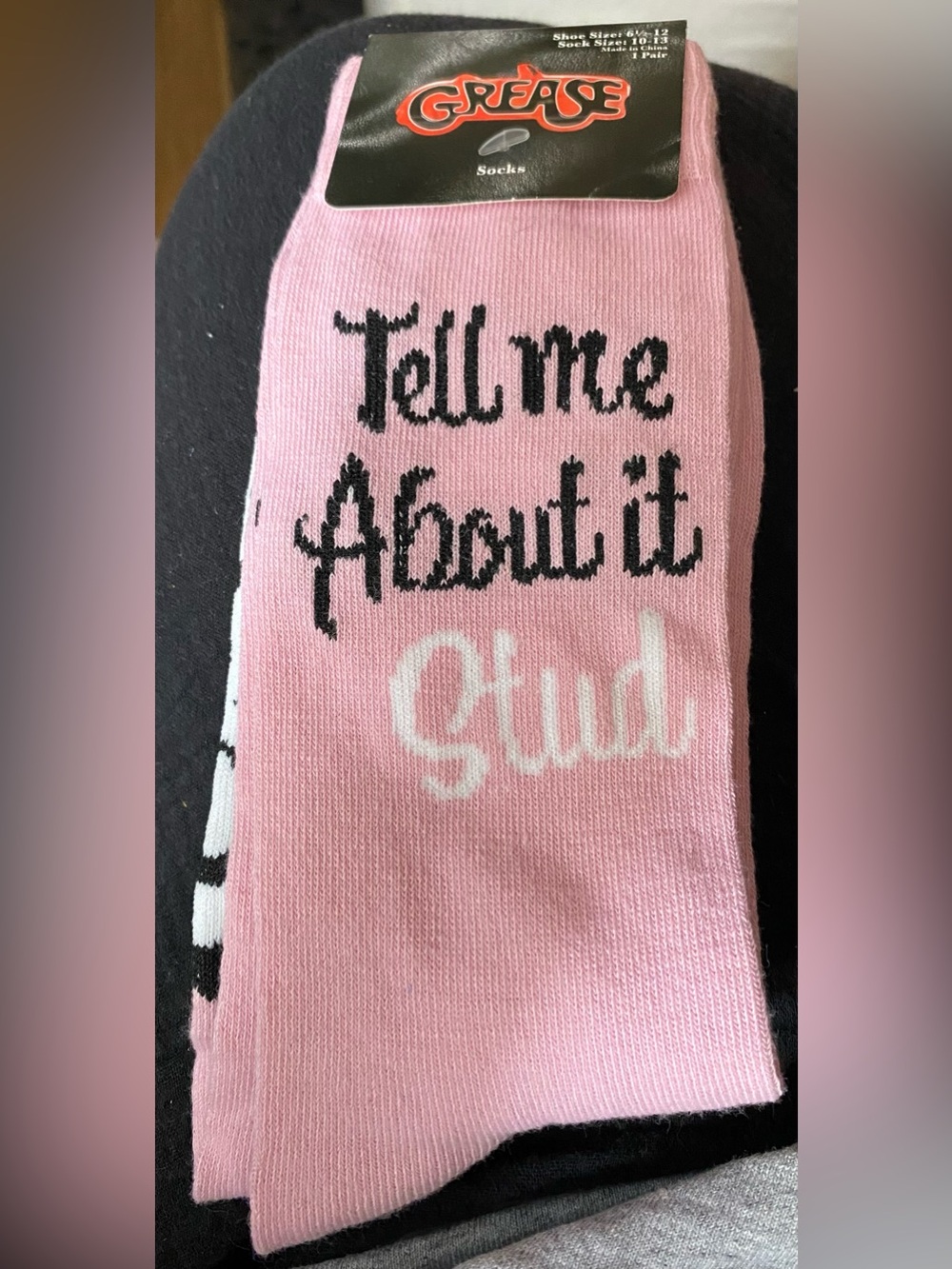 Grease Pink 'Tell Me About It Stud' Novelty Socks NWT